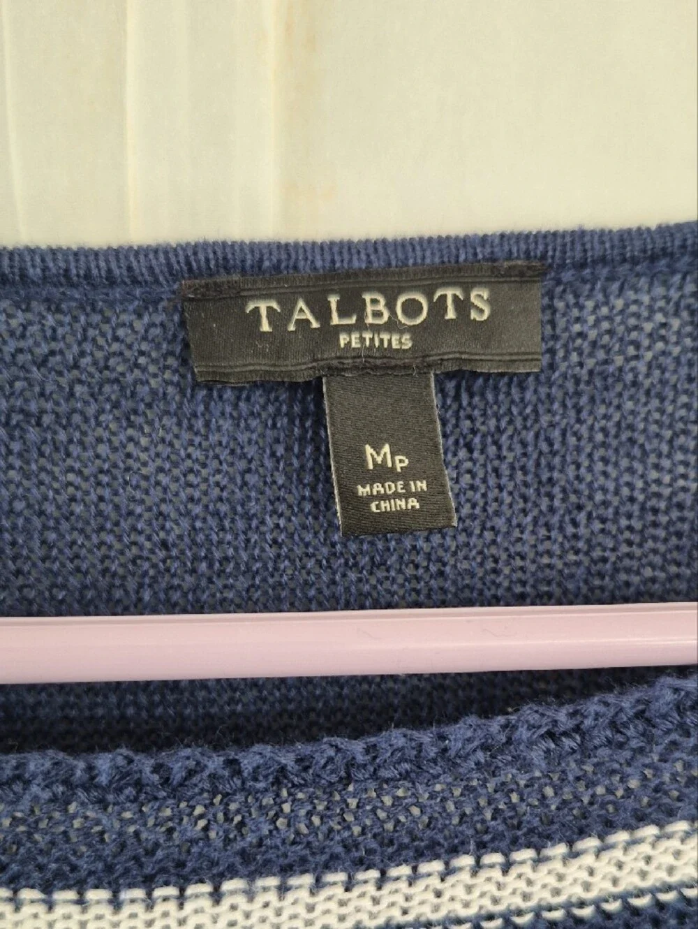 Talbots Navy and White Striped Crewneck Sweater